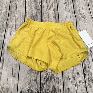 NWT Lululemon Hotty Hot 4” Lined Yellow Low Rise Running Shorts Size 10